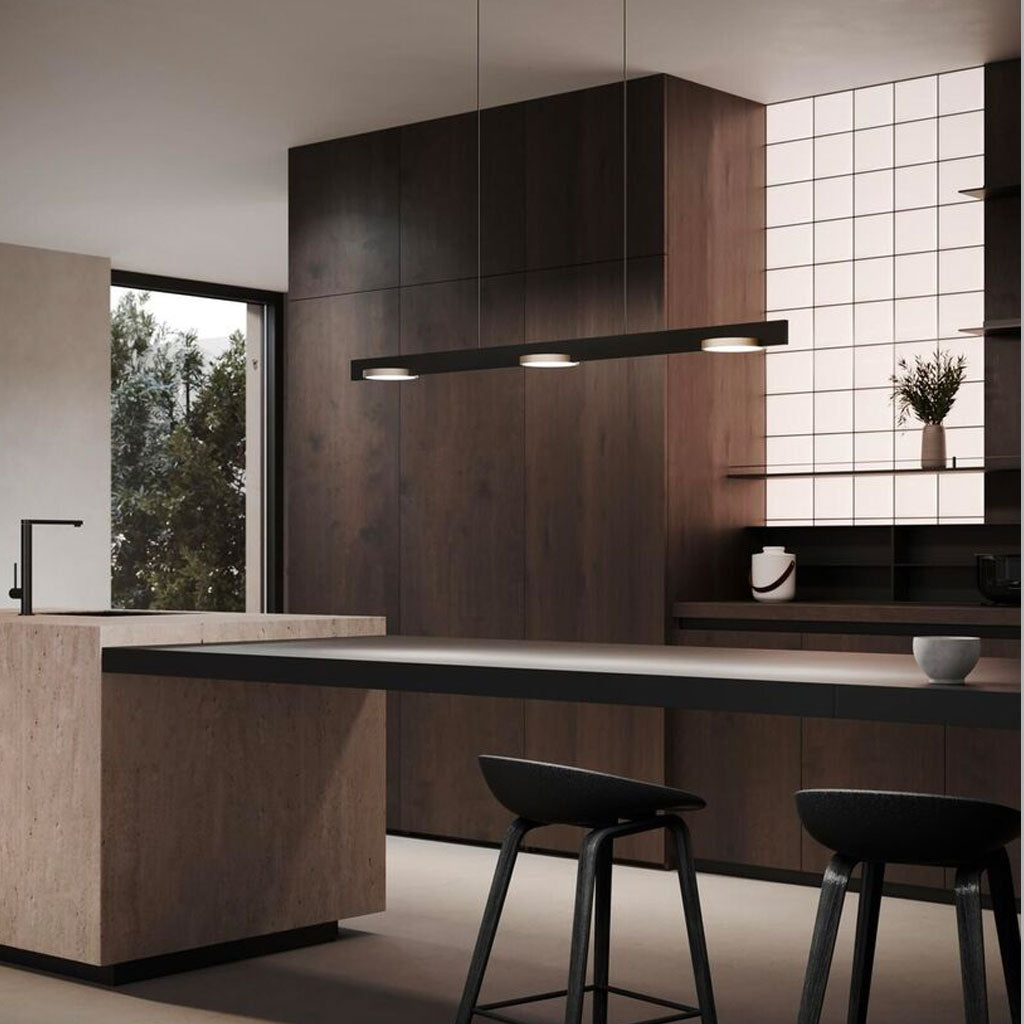 INLAY Pendel S1250 Linear Disc SWI - Matt Black / Satin Gold - Light Point / Studio F. A. Porsche