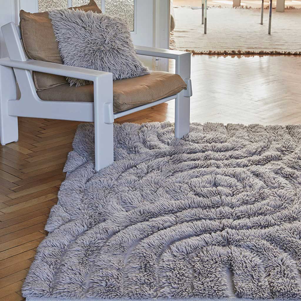Swirl Shaggy Woolen Gulvtæppe -  Liv Interior