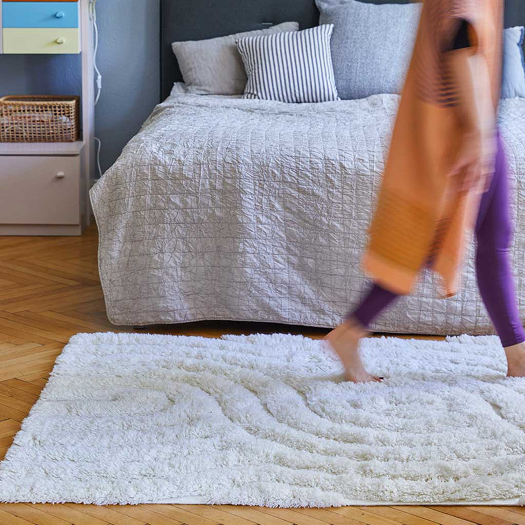 Swirl Shaggy Woolen Gulvtæppe - Liv Interior