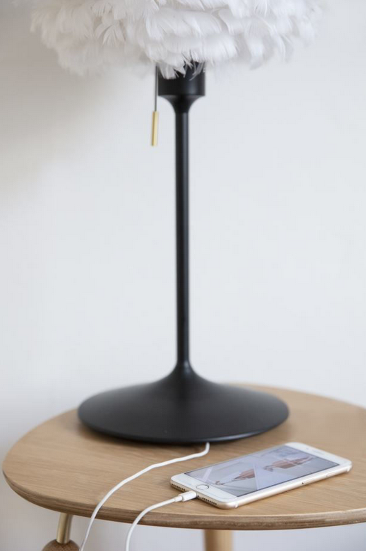 Champagne Bordstander m/USB - Sort - H: 42 cm - Umage