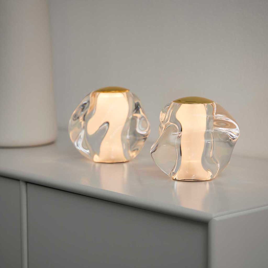 Ice Ball Batteri Bordlampe - Guld - Loom Design