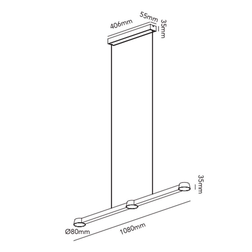 Optic Linear L1000 pendel - Carbon Black - Light Point