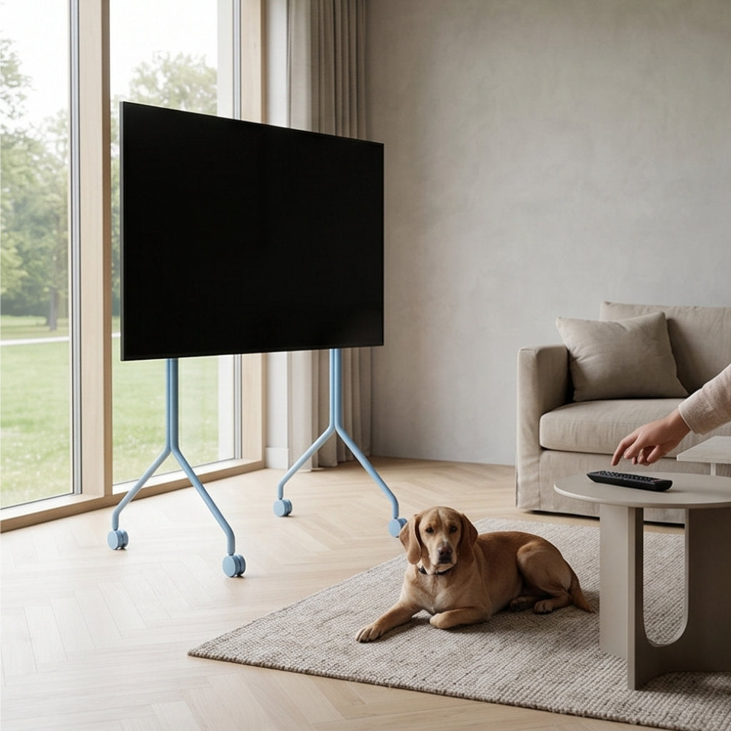 Moon Rollin' Tall TV Stander - Powder Blue - Pedestal