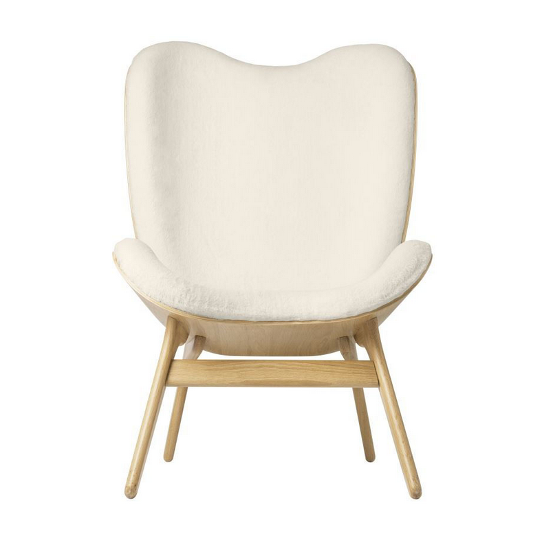 A Conversation Piece Tall Lænestol - Oak / Teddy White - H: 106 cm - Umage