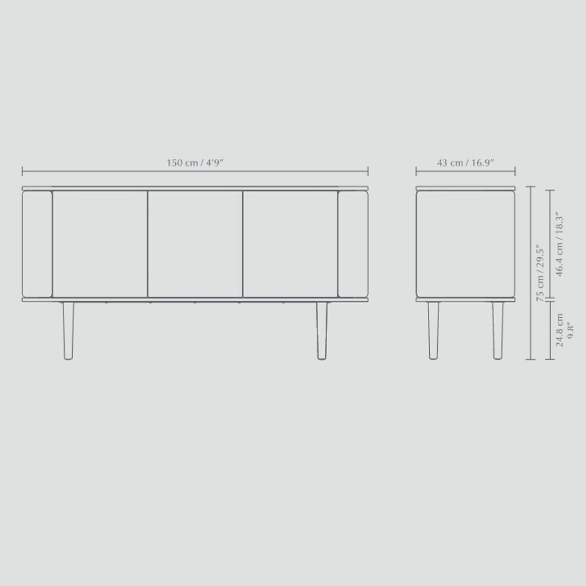 Treasures 3-Dørs Skab - Black Oak / White Sands - 150x75x43 - Umage