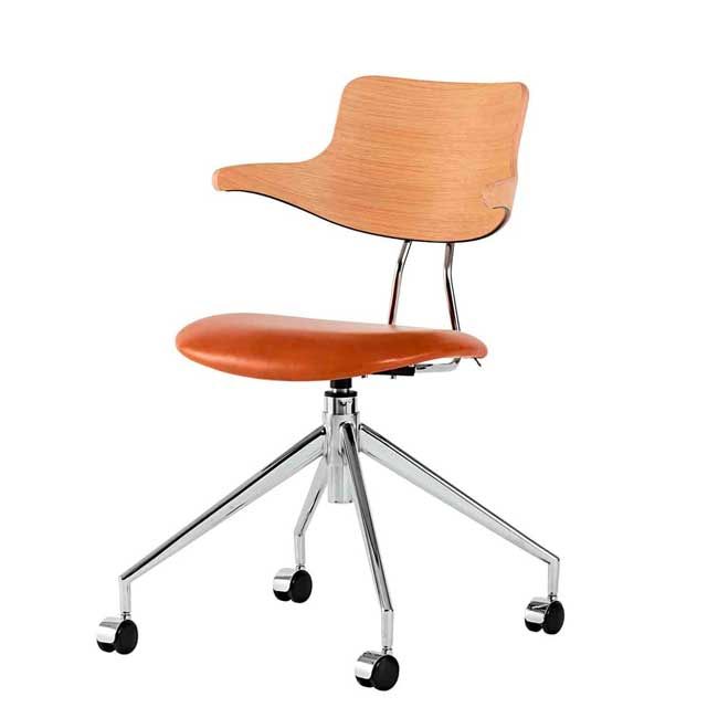 VL 119 kontorstol (Sædepolstret - Læder M/Hjul) - Vermund