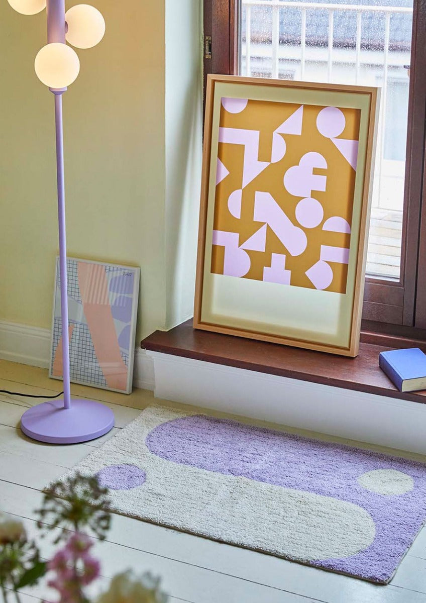 Yinyang Cotton Bademåtte - Cream/lilac, Oekotex - 60x90 - Liv Interior
